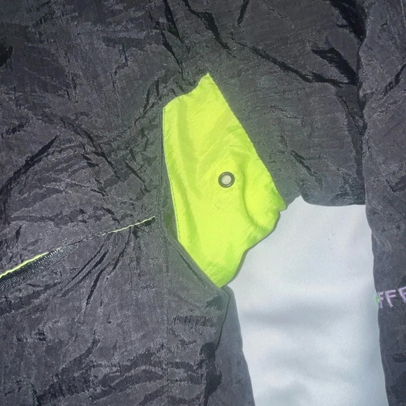 Vintage 90s Roffe Skiwear Ski Jacket Black Neon Yellow Pink Men's M USA Made - Picture 8 of 10